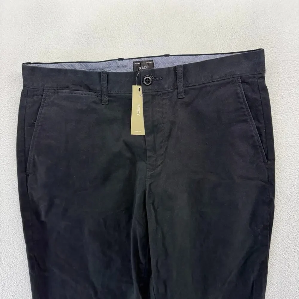 J Crew Pants men's 32x30 Black Chino Khaki Straight Preppy Boat Flat Front NEW